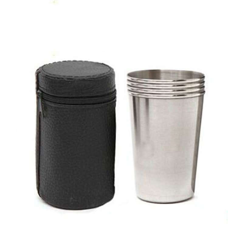 2 Sets Outdoor Mini Stainless Steel Small Wine Glass Hiking Camping Travel Portable Drinking Cup Set with Leather Case - Reluova