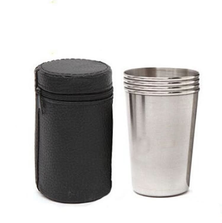 2 Sets Outdoor Mini Stainless Steel Small Wine Glass Hiking Camping Travel Portable Drinking Cup Set with Leather Case-Reluova