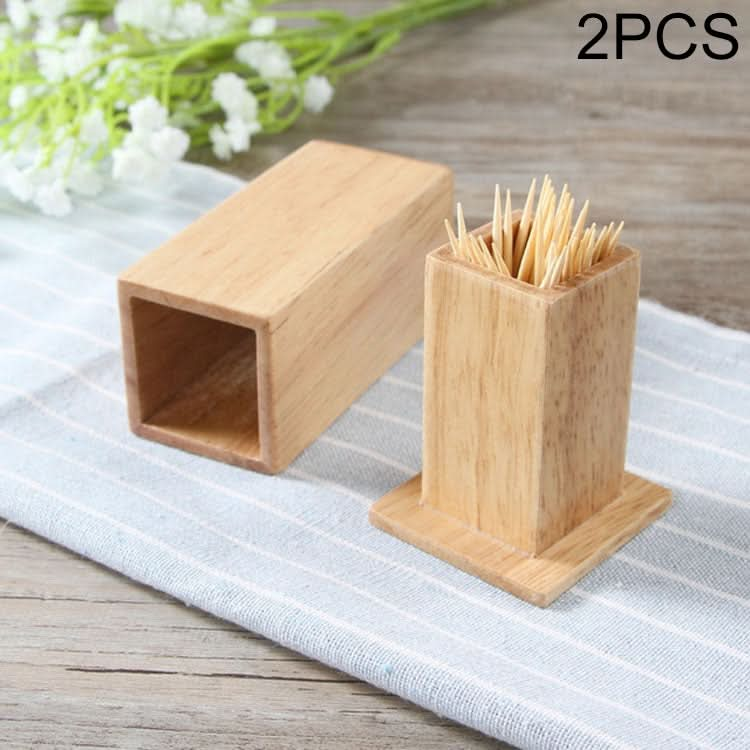 2 PCS Natural Bamboo Toothpick Box Square Restaurant Hotel Toothpick Can with Lid-Reluova