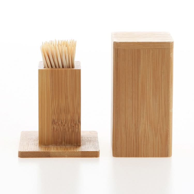 2 PCS Natural Bamboo Toothpick Box Square Restaurant Hotel Toothpick Can with Lid-Reluova