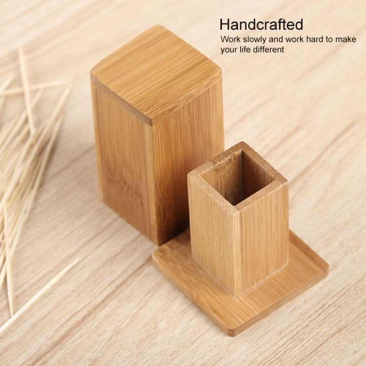 2 PCS Natural Bamboo Toothpick Box Square Restaurant Hotel Toothpick Can with Lid-Reluova