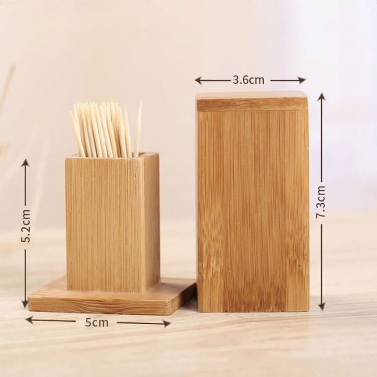 2 PCS Natural Bamboo Toothpick Box Square Restaurant Hotel Toothpick Can with Lid-Reluova