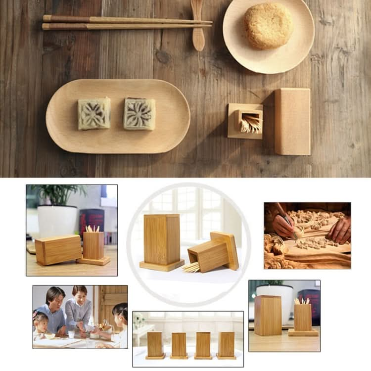 2 PCS Natural Bamboo Toothpick Box Square Restaurant Hotel Toothpick Can with Lid-Reluova