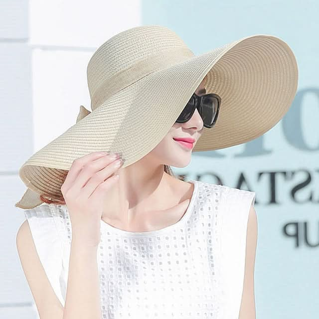 Women Summer Hats Foldable Wide Large Brim Beach Sun Straw Cap Elegant Hats Caps Reluova