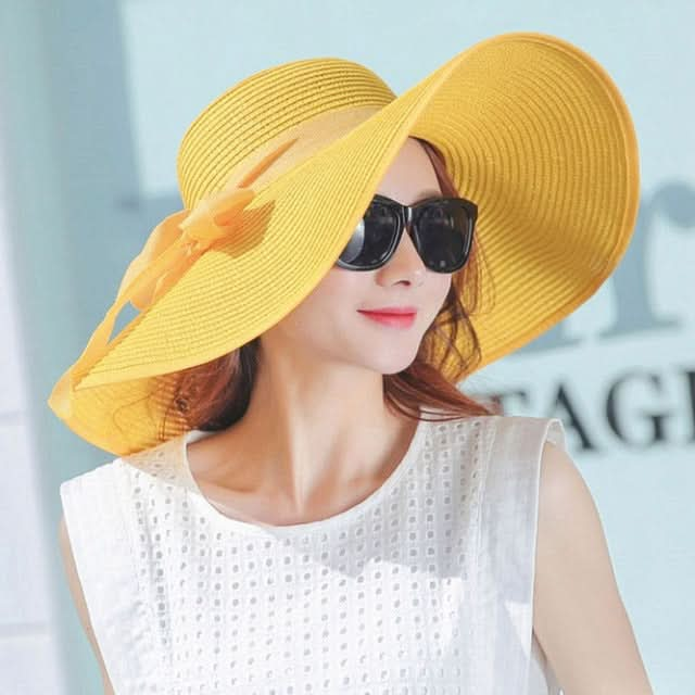 Women Summer Hats Foldable Wide Large Brim Beach Sun Straw Cap Elegant Hats Caps