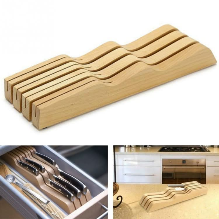 Solid Wood Drawer Knife Holder Kitchen Supplies Horizontal Wooden Knife Holder Tool Storage Rack - Reluova