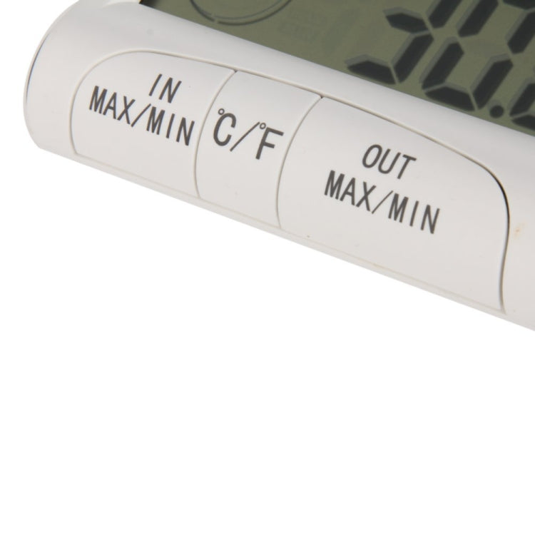 LCD Digital Thermometer Hygrometer Moisture Meter and Wired Temperature with External Sensor White