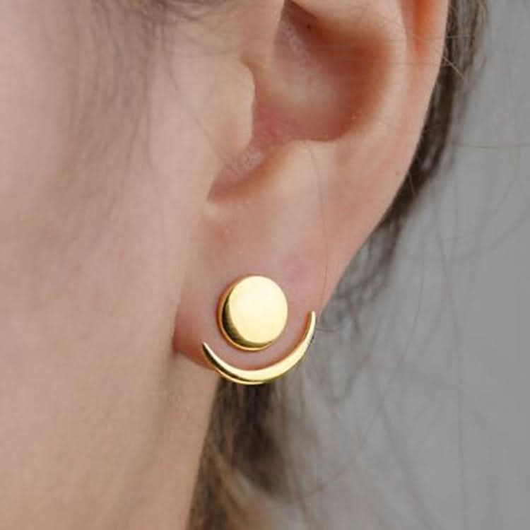 Trendy Crescent Moon Cute Ear Jackets Geometric Round Stud Earrings for Women Reluova