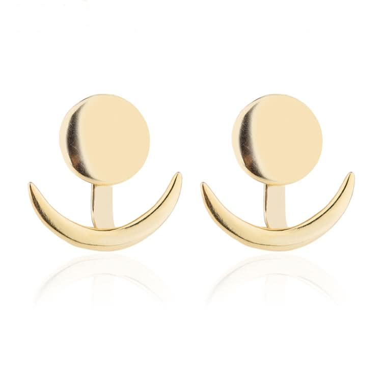 Trendy Crescent Moon Cute Ear Jackets Geometric Round Stud Earrings for Women Reluova