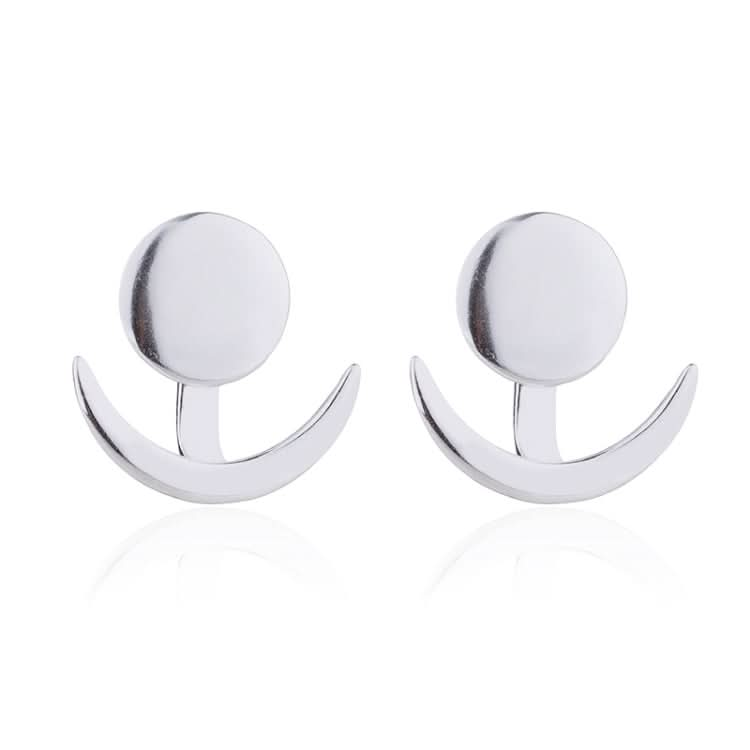 Trendy Crescent Moon Cute Ear Jackets Geometric Round Stud Earrings for Women Reluova