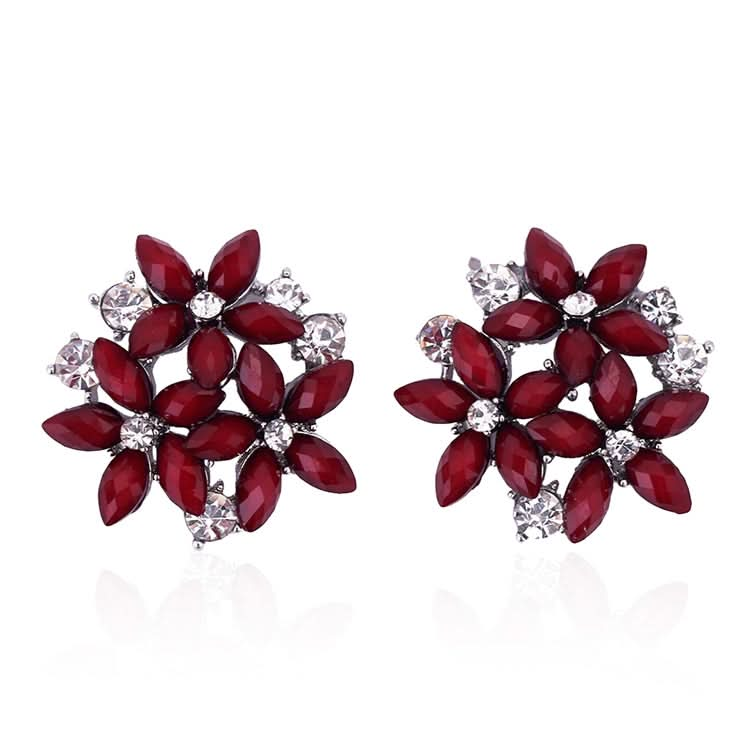 Fashion Zircon Rhinestone 3 Flower Stud Earrings for Women Jewelry Reluova