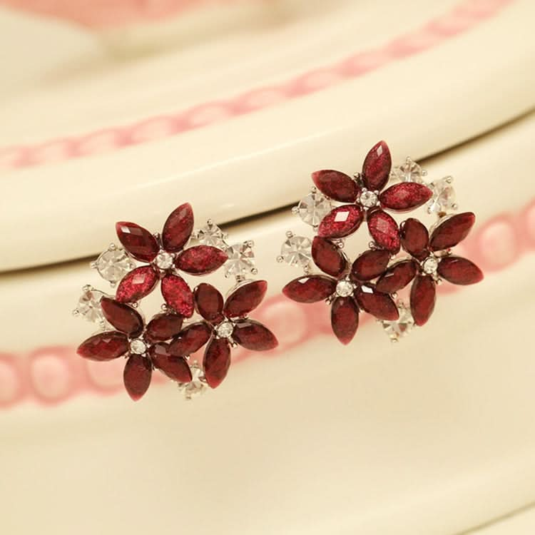 Fashion Zircon Rhinestone 3 Flower Stud Earrings for Women Jewelry Reluova