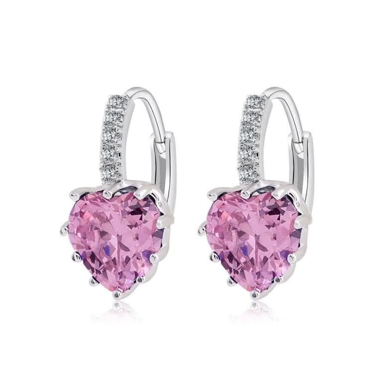 Cute Heart Real 925 Sterling Silver Cubic Zirconia Stone Earrings Reluova