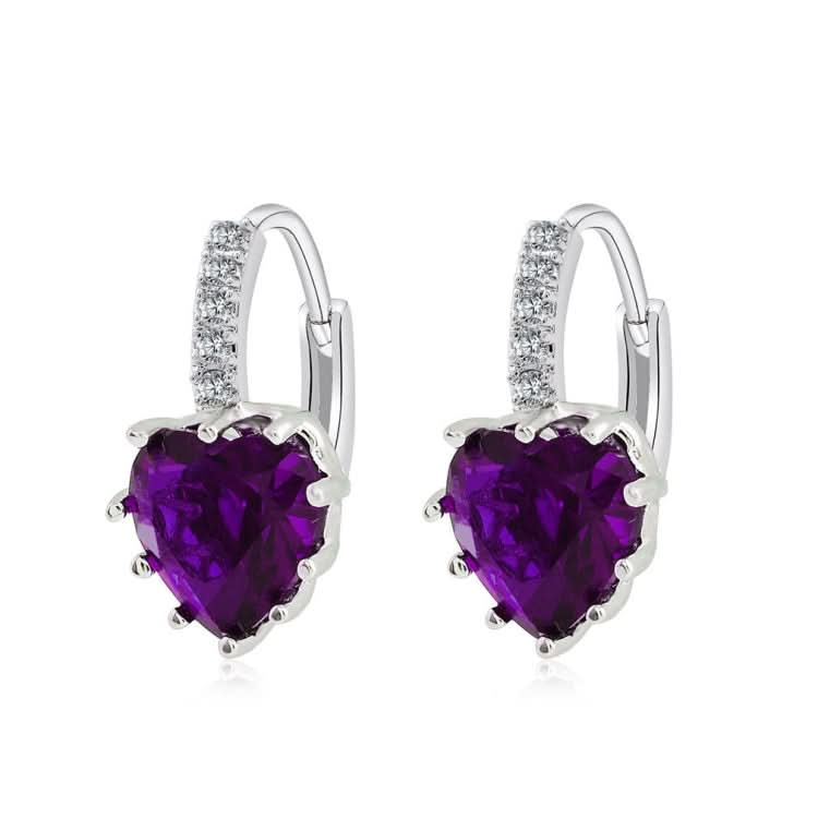 Cute Heart Real 925 Sterling Silver Cubic Zirconia Stone Earrings Reluova