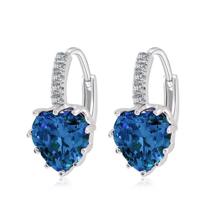 Cute Heart Real 925 Sterling Silver Cubic Zirconia Stone Earrings Reluova