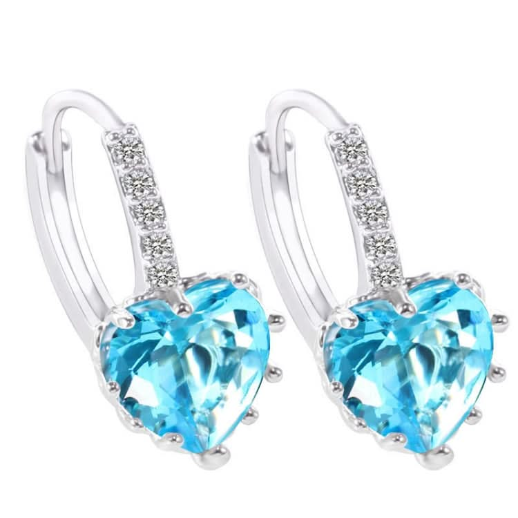 Cute Heart Real 925 Sterling Silver Cubic Zirconia Stone Earrings Reluova