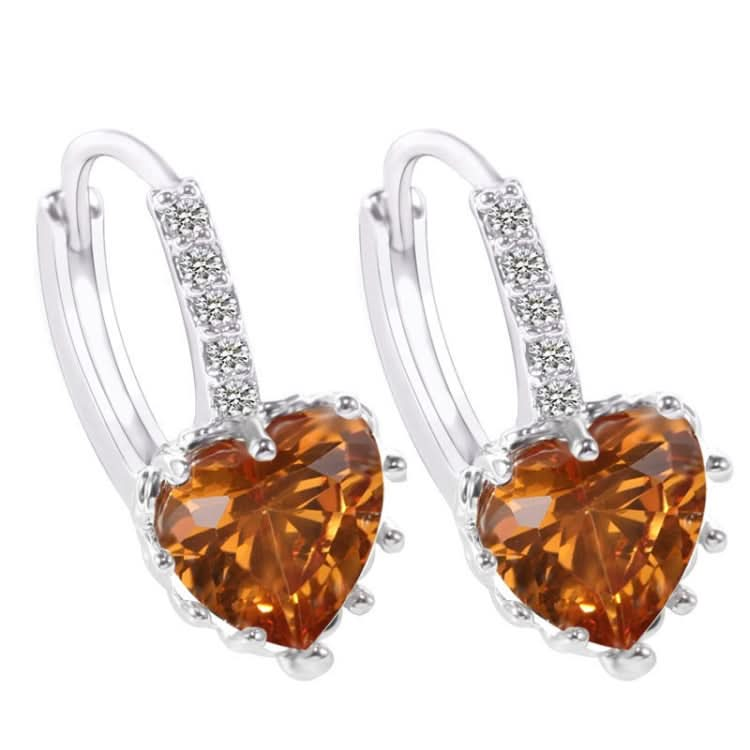 Cute Heart Real 925 Sterling Silver Cubic Zirconia Stone Earrings Reluova