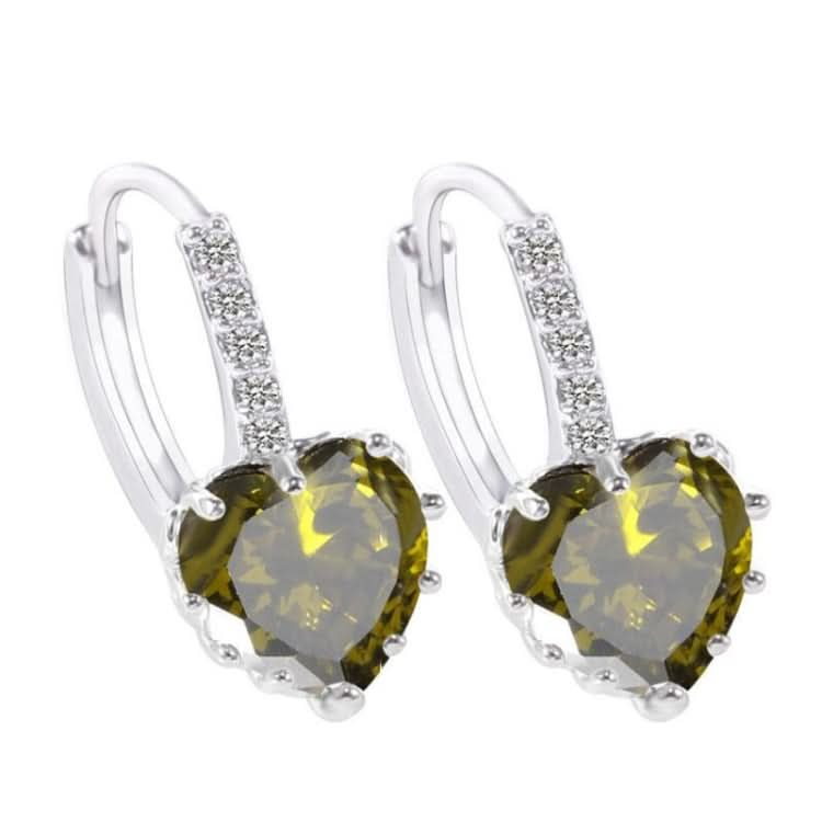 Cute Heart Real 925 Sterling Silver Cubic Zirconia Stone Earrings Reluova