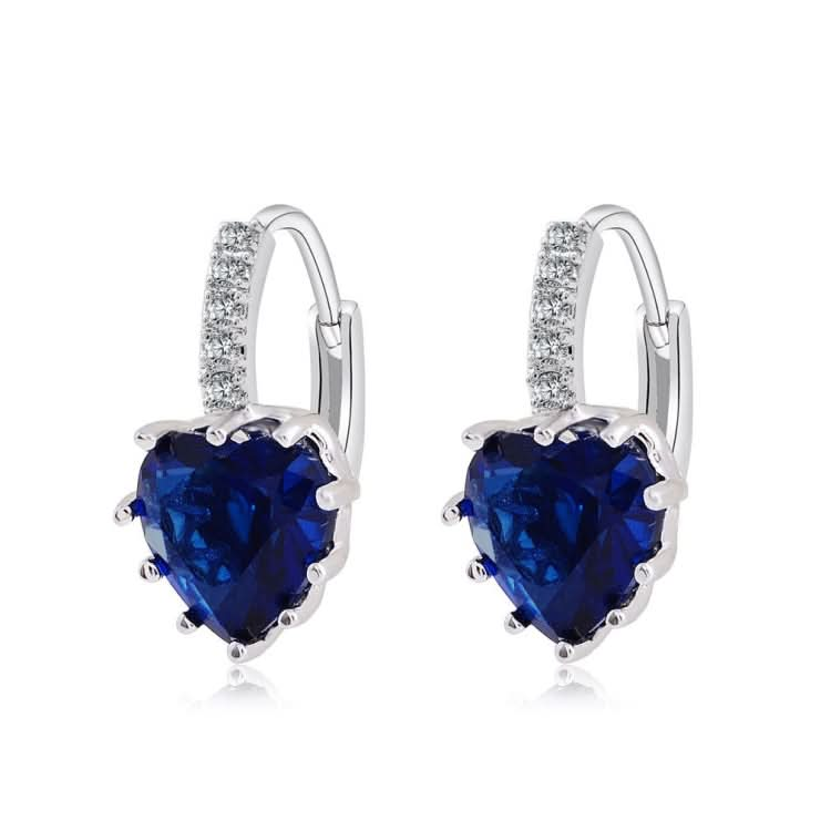 Cute Heart Real 925 Sterling Silver Cubic Zirconia Stone Earrings Reluova