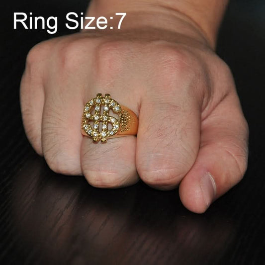 Rock Bling Gold US Dollar Sign Signets Rings for Men Jewelry Reluova