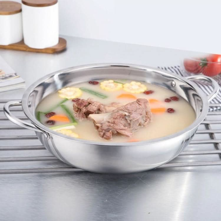 Stainless Steel Hot Pot Thick Non-magnetic Clear Soup Pot Double-eared Hot Pot Reluova