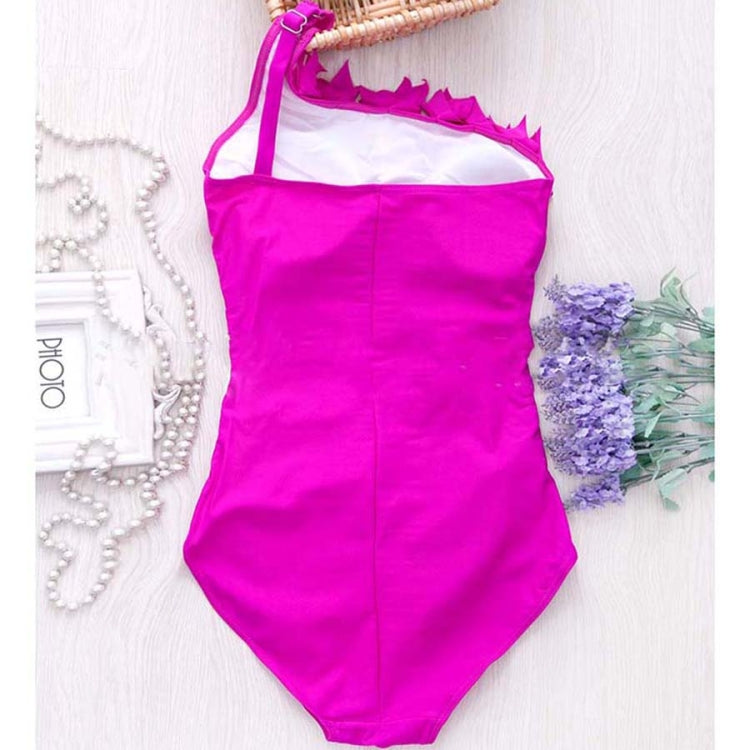 Sexy Women Solid Swimwear One Shoulder Halter One Piece Retro Beach Suits Reluova