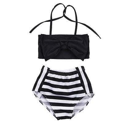 Cute Baby Girl Bikini Striped Triangle Bow Bathing Suit Proud Princess Beachwear Reluova