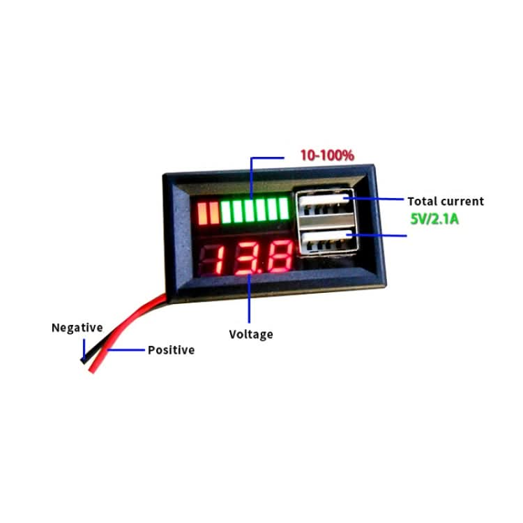 DL-USB-02 Car 12V Battery Voltage Power Display Meter Head Integrated Dual USB Output 5V2A Voltage Conversion My Store