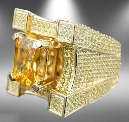 Men Luxurious Microencrusted Zircon Ring Reluova