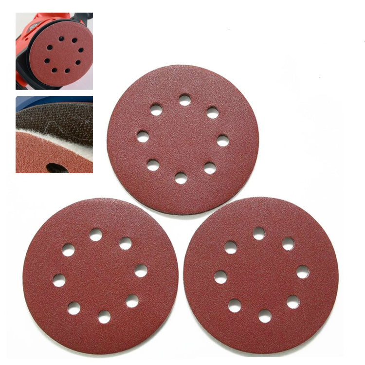 100 PCS 125MM Flocking Sandpaper 5 Inch 8 Hole Disc Sandpaper Self-adhesive Sandpaper