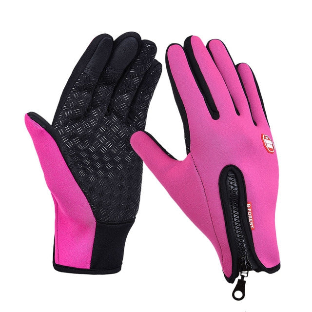 Outdoor Sports Hiking Winter Leather Soft Warm Bike Gloves For Men Women Reluova