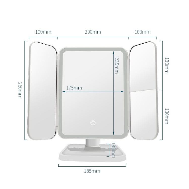 Simple & Stylish LED Three-Fold Square Makeup Mirror Reluova