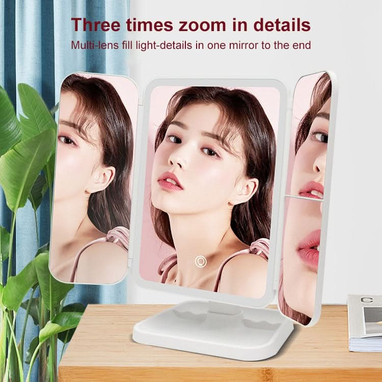 Simple & Stylish LED Three-Fold Square Makeup Mirror Reluova