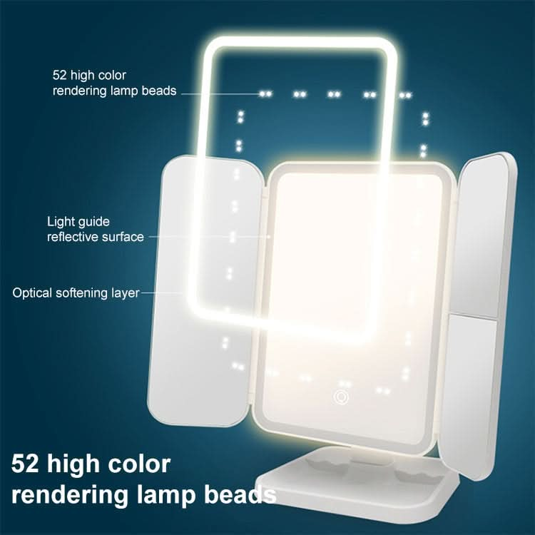 Simple & Stylish LED Three-Fold Square Makeup Mirror Reluova