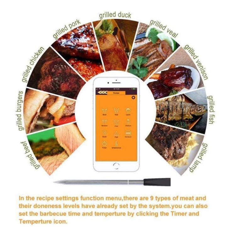 BBQ Kitchen Wireless Bluetooth Smart Food Oven Thermometer