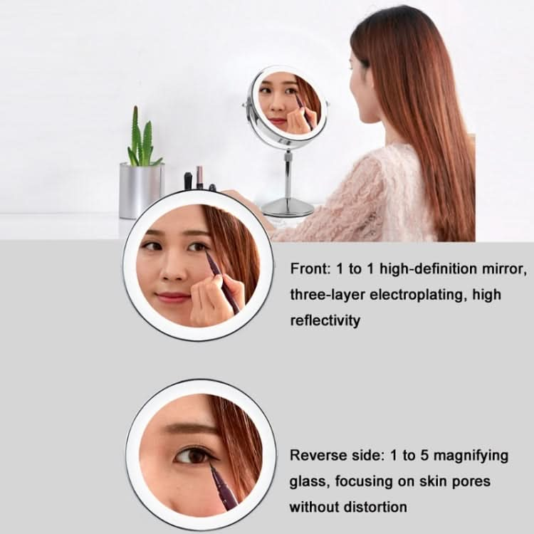 Desktop Double-SidedRound LED Luminous Makeup Mirror Liftable Magnifying Mirror Reluova