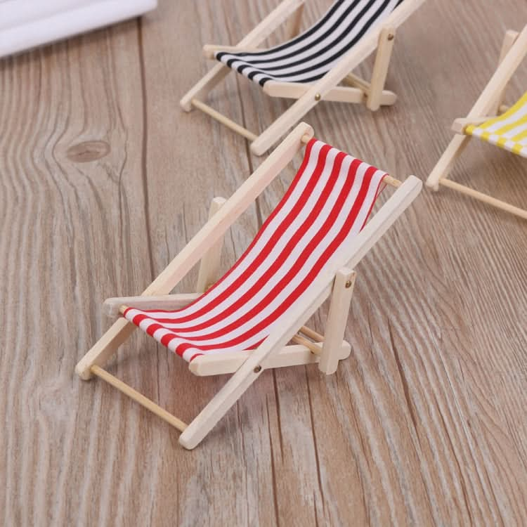 Wooden Striped Casual Chair Doll House Miniature Toy Christmas Gift Scene Model, Random Color Dlivery Reluova