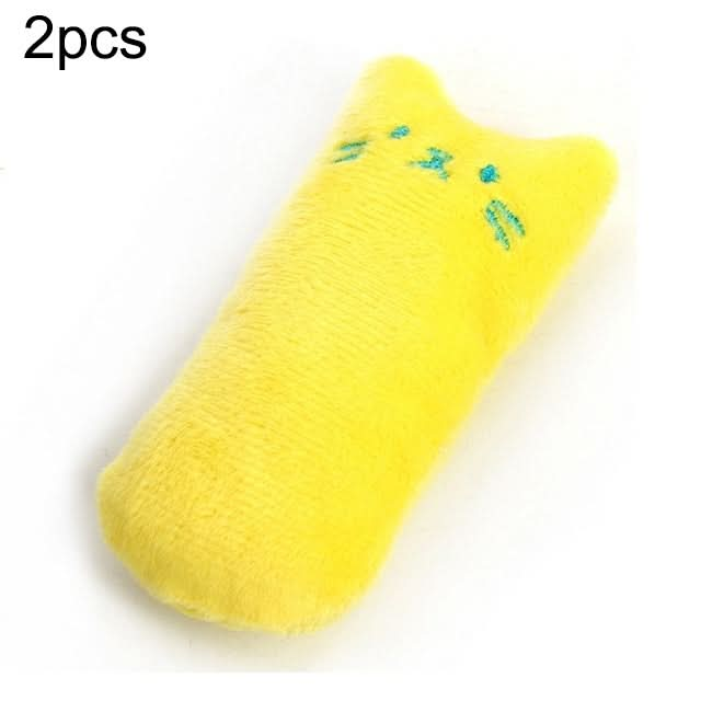 2 PCS Teeth Grinding Catnip Toys Funny Interactive Plush Cat Toy Pet Kitten Chewing Toy  Claws Thumb Bite Cat mint for Cats(Yellow)-Reluova