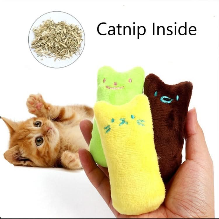 2 PCS Teeth Grinding Catnip Toys Funny Interactive Plush Cat Toy Pet Kitten Chewing Toy  Claws Thumb Bite Cat mint for Cats(Yellow)-Reluova