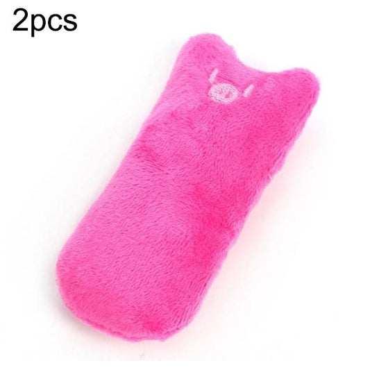 2 PCS Teeth Grinding Catnip Toys Funny Interactive Plush Cat Toy Pet Kitten Chewing Toy  Claws Thumb Bite Cat mint for Cats(Rose Red)-Reluova