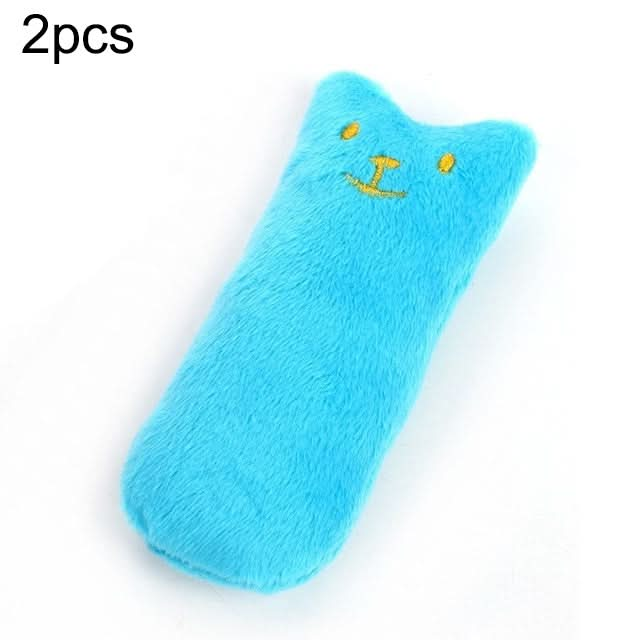 2 PCS Teeth Grinding Catnip Toys Funny Interactive Plush Cat Toy Pet Kitten Chewing Toy  Claws Thumb Bite Cat mint for Cats(Blue)-Reluova