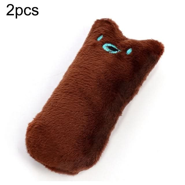 2 PCS Teeth Grinding Catnip Toys Funny Interactive Plush Cat Toy Pet Kitten Chewing Toy  Claws Thumb Bite Cat mint for Cats(Coffee)-Reluova