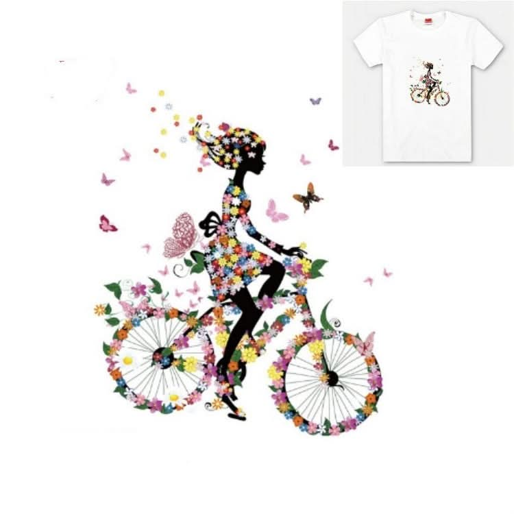 Cycling Girl Pattern Heat Transfer DIY Clothes Cloth Sticker Reluova