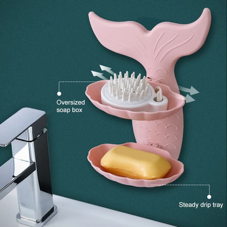 Bathroom Punch-free Double-layer Soap Box Without Trace Wall Hanging Drain Soap Holder, Random Color Delivery Reluova