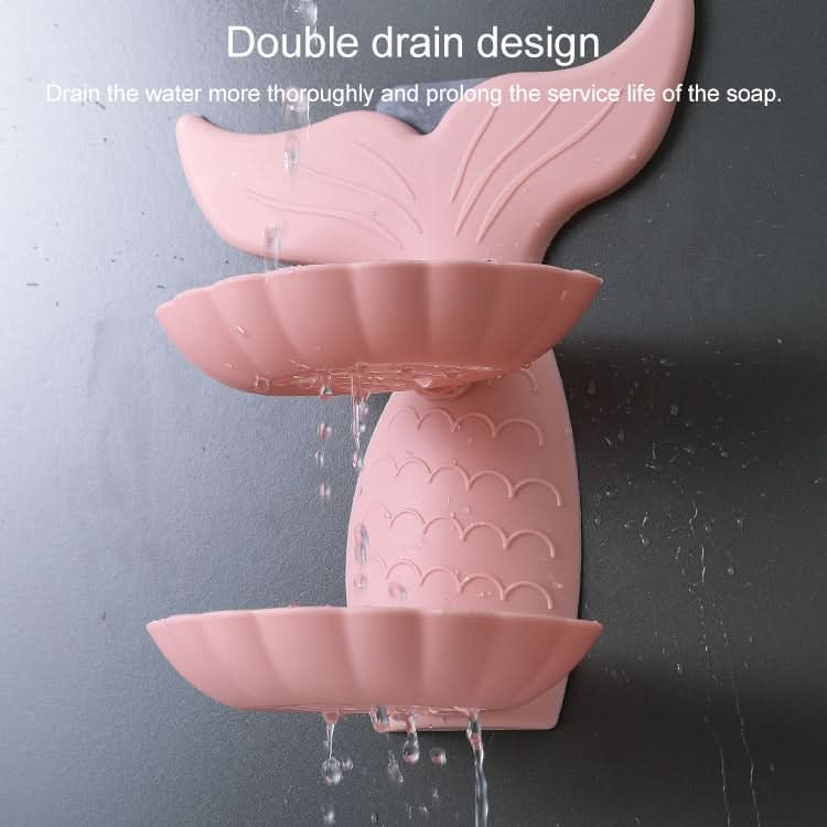 Bathroom Punch-free Double-layer Soap Box Without Trace Wall Hanging Drain Soap Holder, Random Color Delivery Reluova