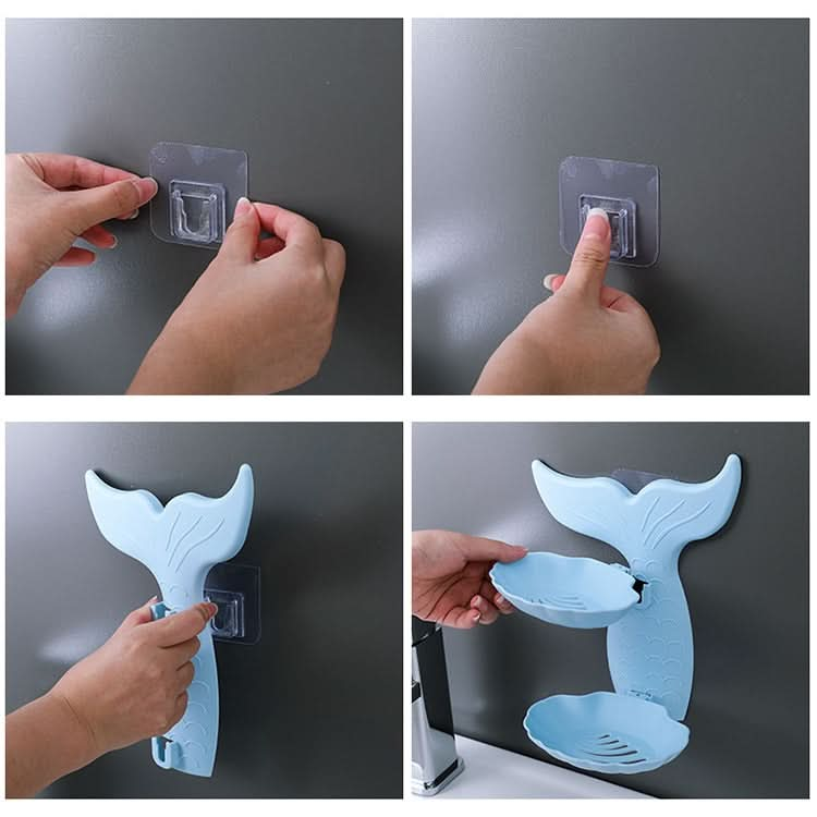 Bathroom Punch-free Double-layer Soap Box Without Trace Wall Hanging Drain Soap Holder, Random Color Delivery Reluova