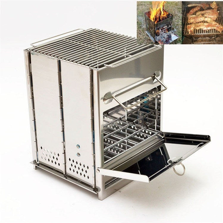 Portable Stainless Steel Folding Barbecue Stove Charcoal Barbecue Grill Outdoor Camping Wood Stove Reluova