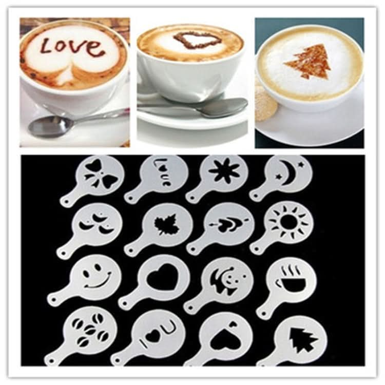 32 PCS Coffee Stencil Filter Coffee Maker Cappuccino Mold Templates Strew Flowers Pad Spray Art Baking Tools-Reluova