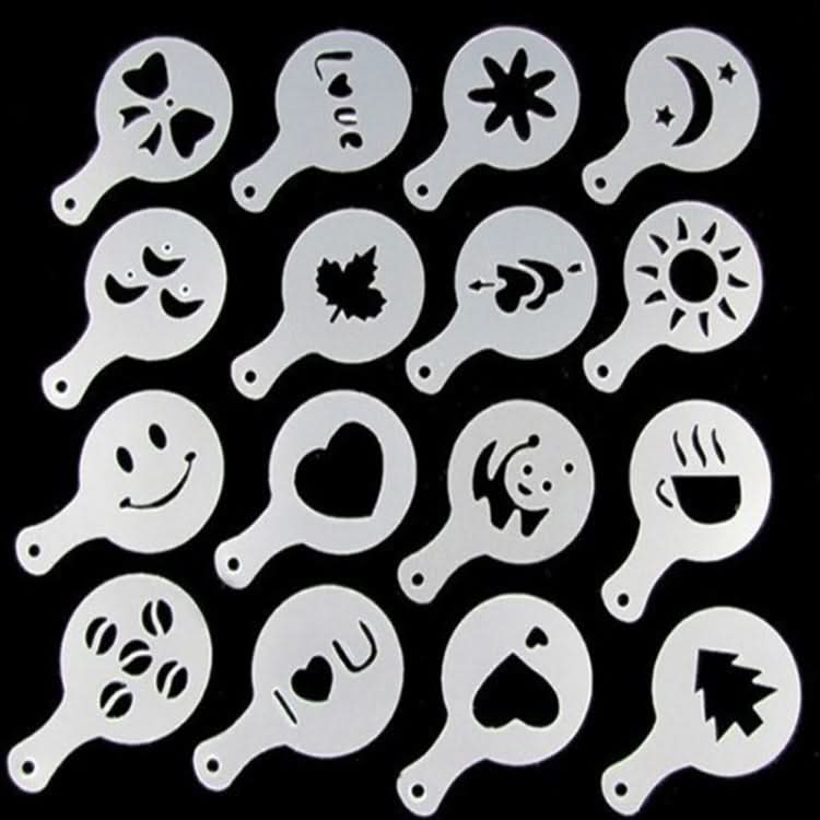 32 PCS Coffee Stencil Filter Coffee Maker Cappuccino Mold Templates Strew Flowers Pad Spray Art Baking Tools-Reluova