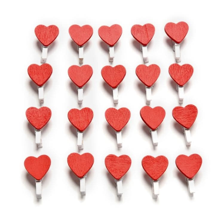 50 PCS Mini Red Heart Love Wooden Photo Paper Peg Pin Clothespin Craft Postcard Clips Reluova